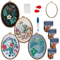Maydear 4 Pack Embroidery Starter Kit With Pattern, Stamped Cross Stitch Kits For Beginners Adults With Embroidery Hoop And Instructions, Hand Embroidery Kit Cross Stitch Kits Stamped -Michaels Stores 288016536336048 2