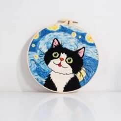 Louise Maelys Cat Starry Sky Embroidery Kits For Beginners With Floral Pattern,Adults Starter Cross Stitch Kit DIY Needlepoint -Michaels Stores 288017546114736