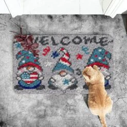 Latch Hook Kits For Adults Kids Tapestry Kits DIY Needlework Doormat Creative Gift Home Decoration 20.5Inch X13.8Inch (Gray) -Michaels Stores 288017658140336 1