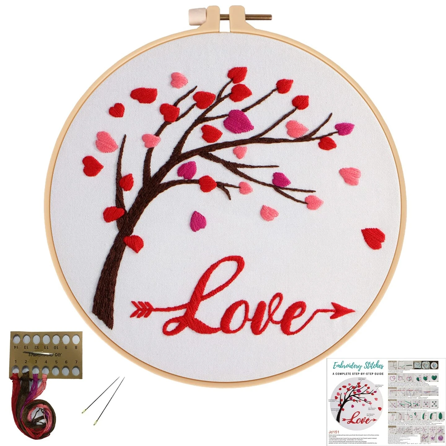 Louise Maelys Love Heart Tree Beginners Embroidery Kits,Cross Stitch Starter Kit For Adults Including Cloth With Lovers Pattern Hoop Needles Instruction And Threads 9 Louise Maelys Love Heart Tree Beginners Embroidery Kits,Cross Stitch Starter Kit For Adults Including Cloth With Lovers Pattern Hoop Needles Instruction And Threads - Image 7