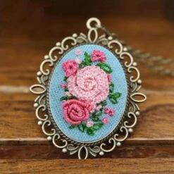 4 Pieces Silk Embroidery Pendant Kit For Beginner -Michaels Stores 289266148898480 2