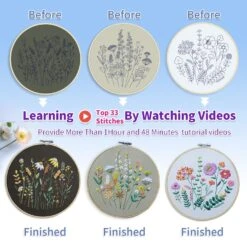 3 Pack Beginner Embroidery Kits, DIY Starter Set With Stamped Flower Designs, Embroidery Hoop, Colorful Threads, Tools 29 3 Pack Beginner Embroidery Kits, DIY Starter Set With Stamped Flower Designs, Embroidery Hoop, Colorful Threads, Tools -Michaels Stores 289266705094320 1