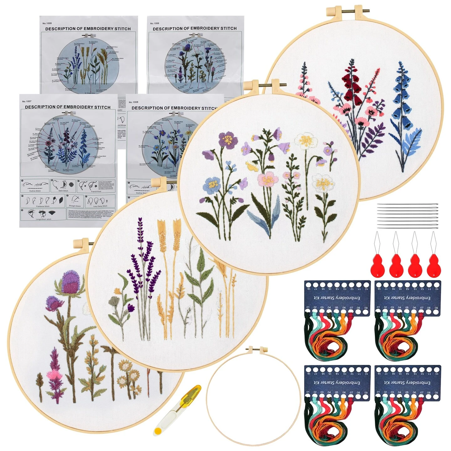 Maydear 4 Sets Embroidery Kit Punch Needle Kit,Embroidery Kit For Beginners Adults Cross Stitch Kits With Embroidery Hoop And Instructions, Hand Embroidery Starter Kit (Embroidery Kit Flowers) 3 Maydear 4 Sets Embroidery Kit Punch Needle Kit,Embroidery Kit For Beginners Adults Cross Stitch Kits With Embroidery Hoop And Instructions, Hand Embroidery Starter Kit (Embroidery Kit Flowers)