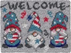 Latch Hook Kits For Adults Kids Tapestry Kits DIY Needlework Doormat Creative Gift Home Decoration 20.5Inch X13.8Inch (Gray)