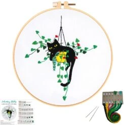 Louise Maelys Embroidery Kit For Beginners,Cat Stamped Pattern Cross Stitch Kits For Adult Including Cloth,Hoop,Color Threads,Needles And Instruction -Michaels Stores 289268086240944 1