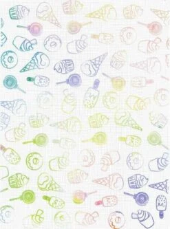 Designer Printed AIDA Canvas 14ct Ice Cream And Sweets