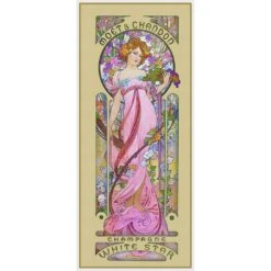 Moet Chandon Pink Gown By Alphonse Mucha Counted Cross Stitch Pattern -Michaels Stores 292599971953