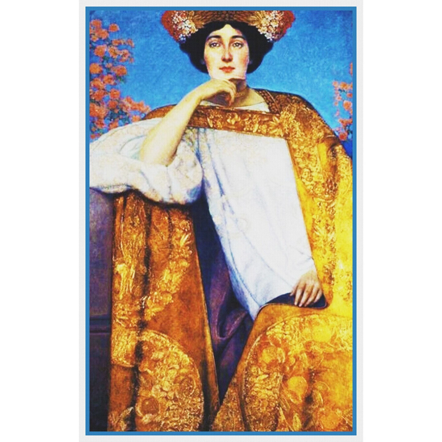 Art Nouveau Gustav Klimt Portrait Of Golden Woman Counted Cross Stitch Pattern 4 Art Nouveau Gustav Klimt Portrait Of Golden Woman Counted Cross Stitch Pattern - Image 2