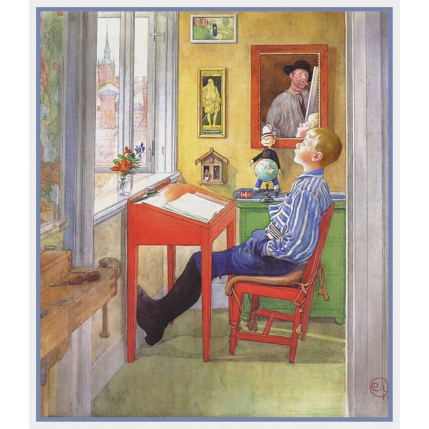Scandinavian Carl Larsson's Ulf Homework Counted Cross Stitch Chart Pattern 4 Scandinavian Carl Larsson's Ulf Homework Counted Cross Stitch Chart Pattern - Image 2