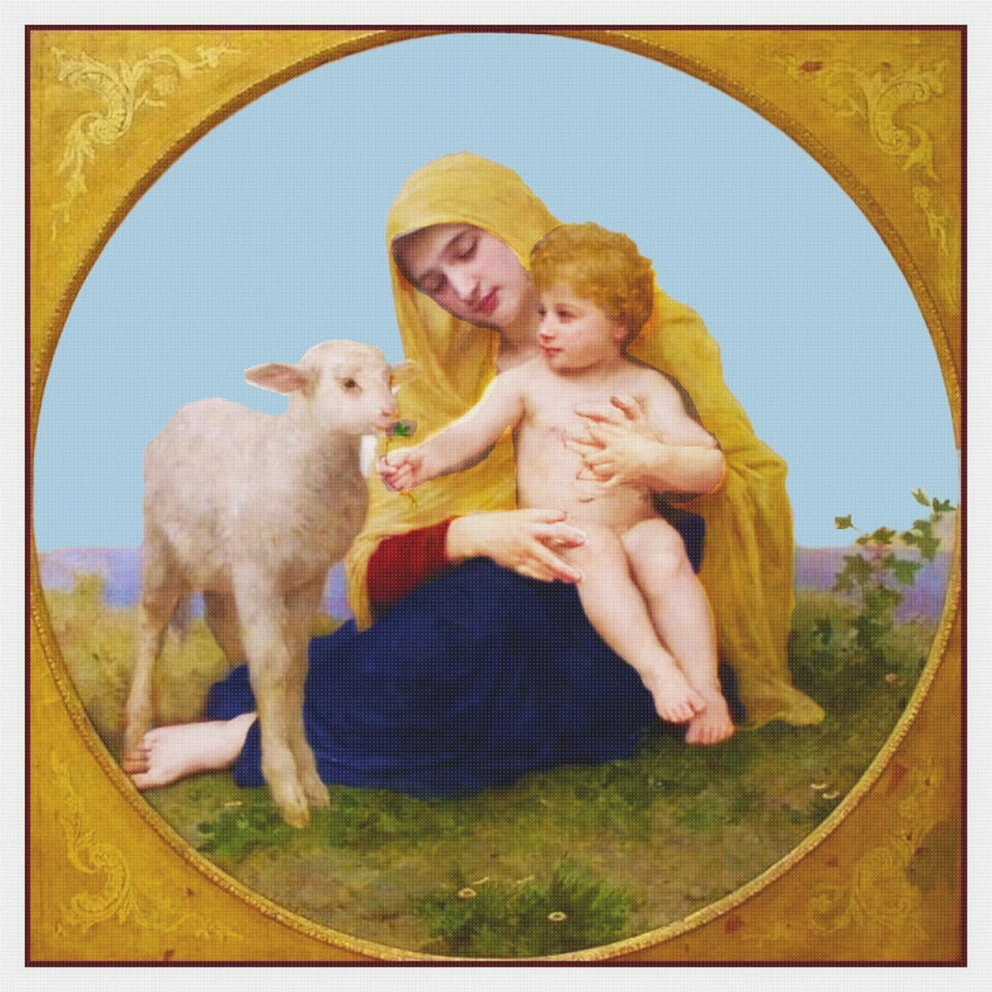 William Bouguereau's Madonna And The Lambs Counted Cross Stitch Chart Pattern 14 William Bouguereau's Madonna And The Lambs Counted Cross Stitch Chart Pattern - Image 12