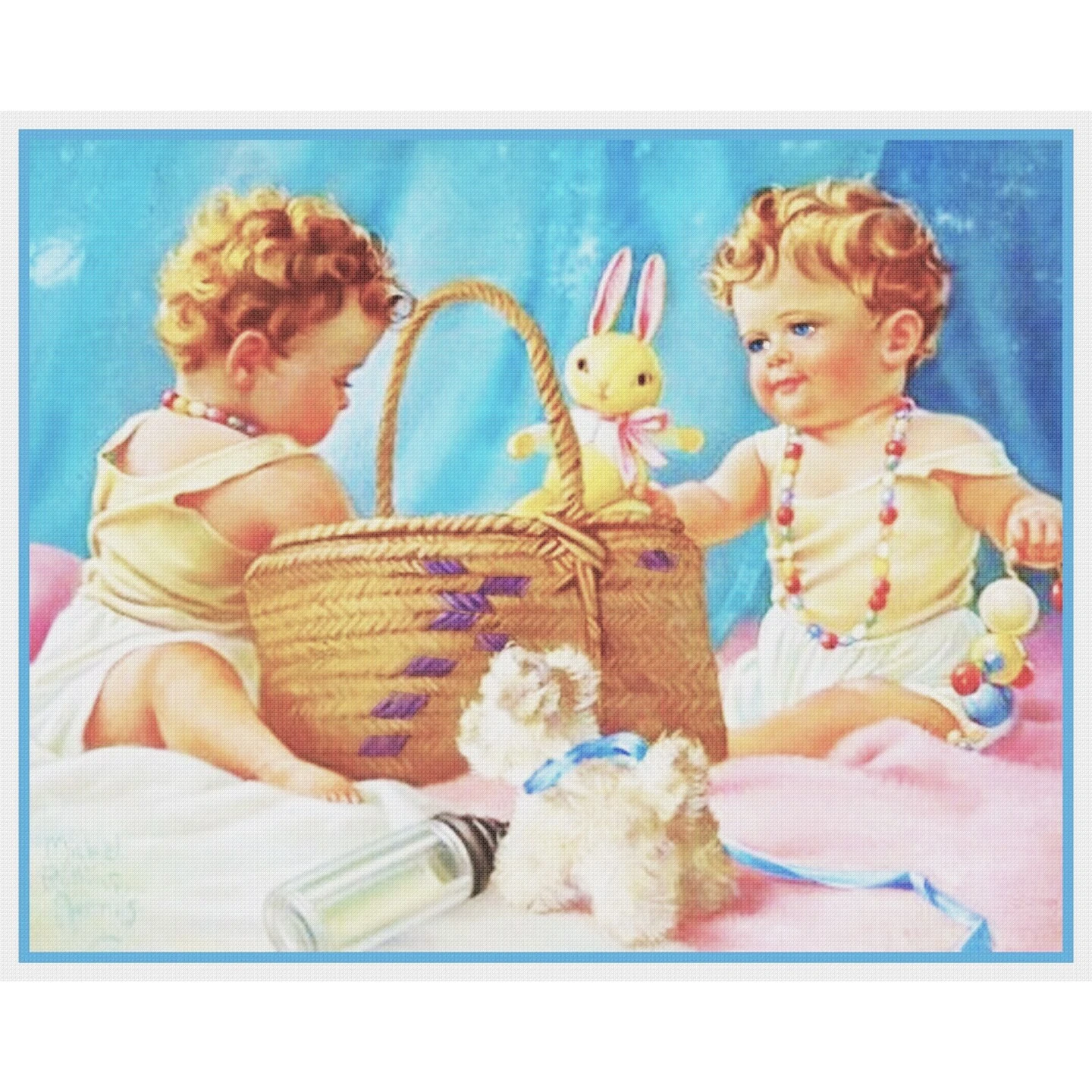 2 Babies Basket With Toys By Mabel Rollins Harris Counted Cross Stitch Pattern 14 2 Babies Basket With Toys By Mabel Rollins Harris Counted Cross Stitch Pattern - Image 12