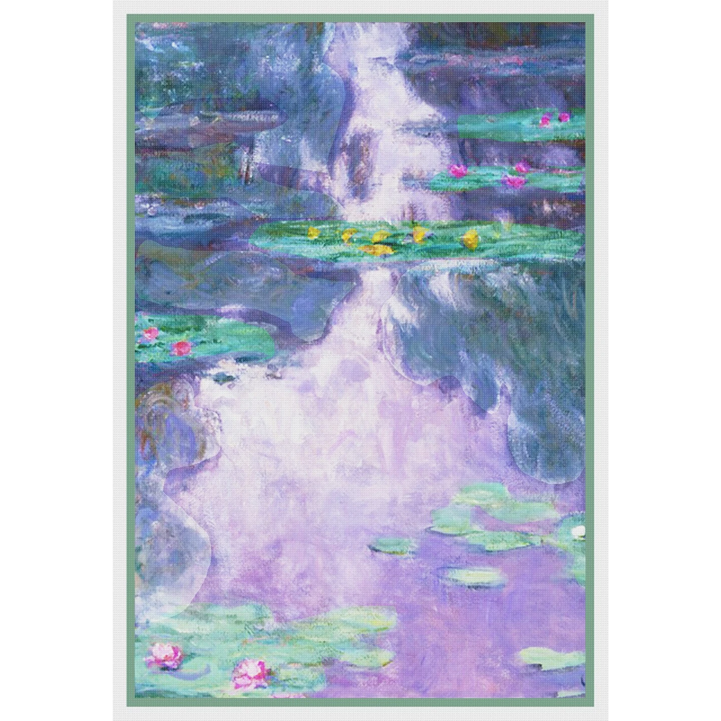 Water Lilies 1909 Inspired By Claude Monet's Impressionist Painting Counted Cross Stitch Pattern 4 Water Lilies 1909 Inspired By Claude Monet's Impressionist Painting Counted Cross Stitch Pattern - Image 2