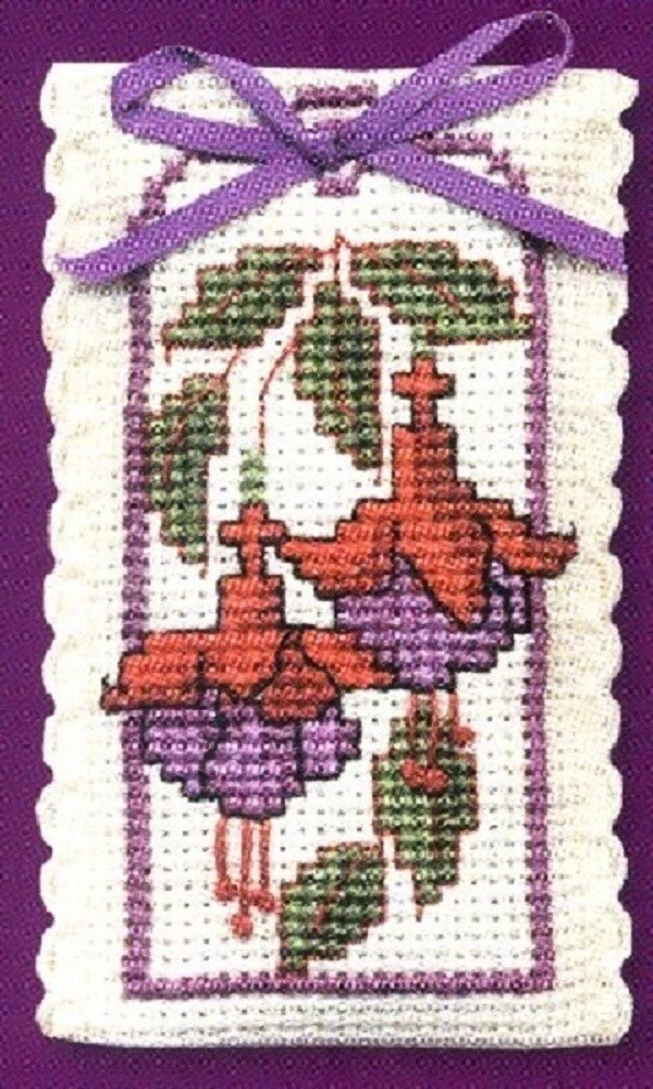 Textile Heritage Lavender Sachet Counted Cross Stitch Kit - Fuchsias Multicolor 5 Textile Heritage Lavender Sachet Counted Cross Stitch Kit - Fuchsias Multicolor - Image 3