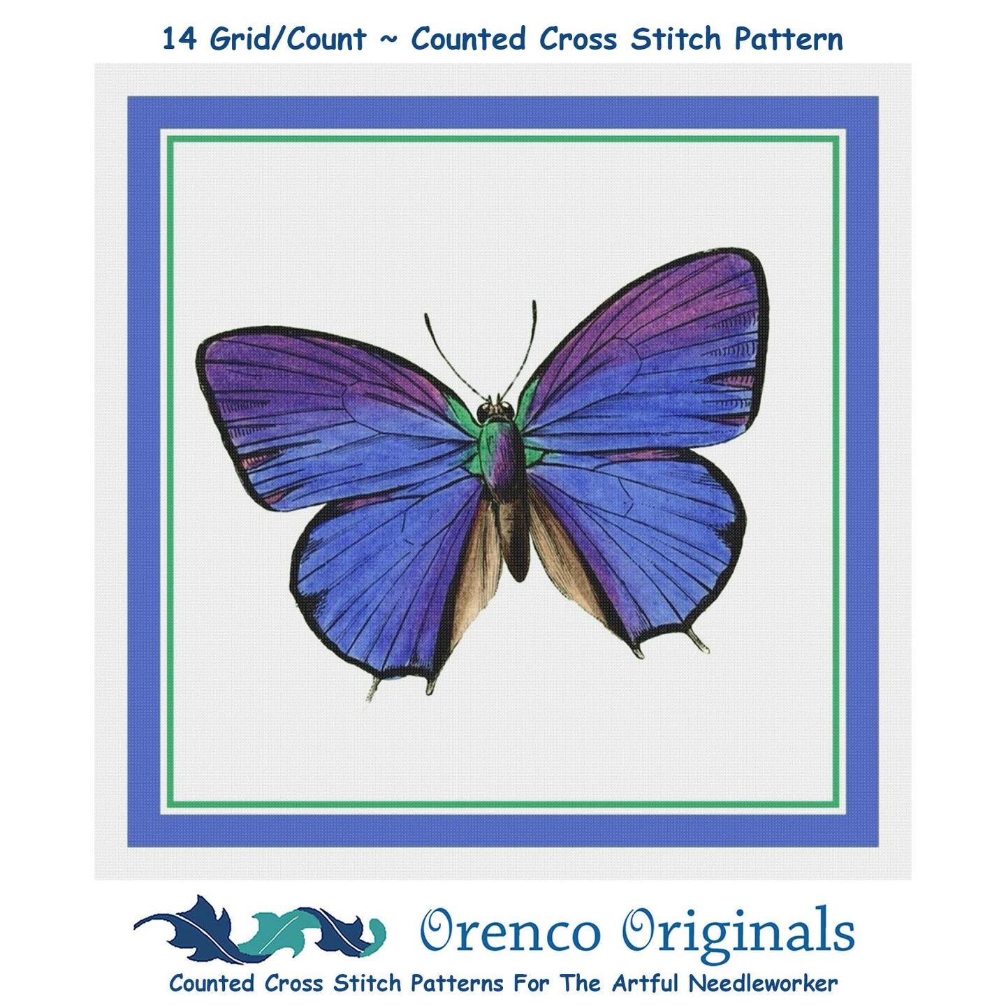 Colorful Lavender Butterfly Counted Cross Stitch Chart Pattern 3 Colorful Lavender Butterfly Counted Cross Stitch Chart Pattern