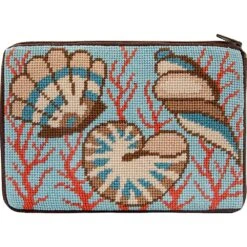 Stitch & Zip Needlepoint Purse Kit- Shells & Coral Multicolor