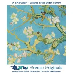 Orenco Originals Vincent Van Gogh Teal Blossoms-Square Counted Cross Stitch Pattern -Michaels Stores 2932687862985 1