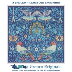 William Morris 4 Birds In Blues Counted Cross Stitch Chart Pattern -Michaels Stores 2932688313545 2