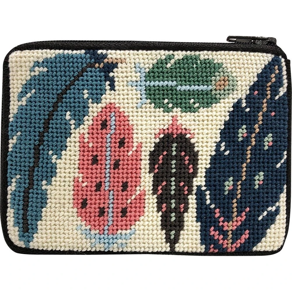 Stitch & Zip Needlepoint Coin Purse Kit- Feathers Multicolor 3 Stitch & Zip Needlepoint Coin Purse Kit- Feathers Multicolor