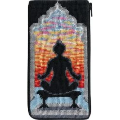 Stitch & Zip Eyeglass Case Needlepoint Kit- Yoga Pose Multicolor