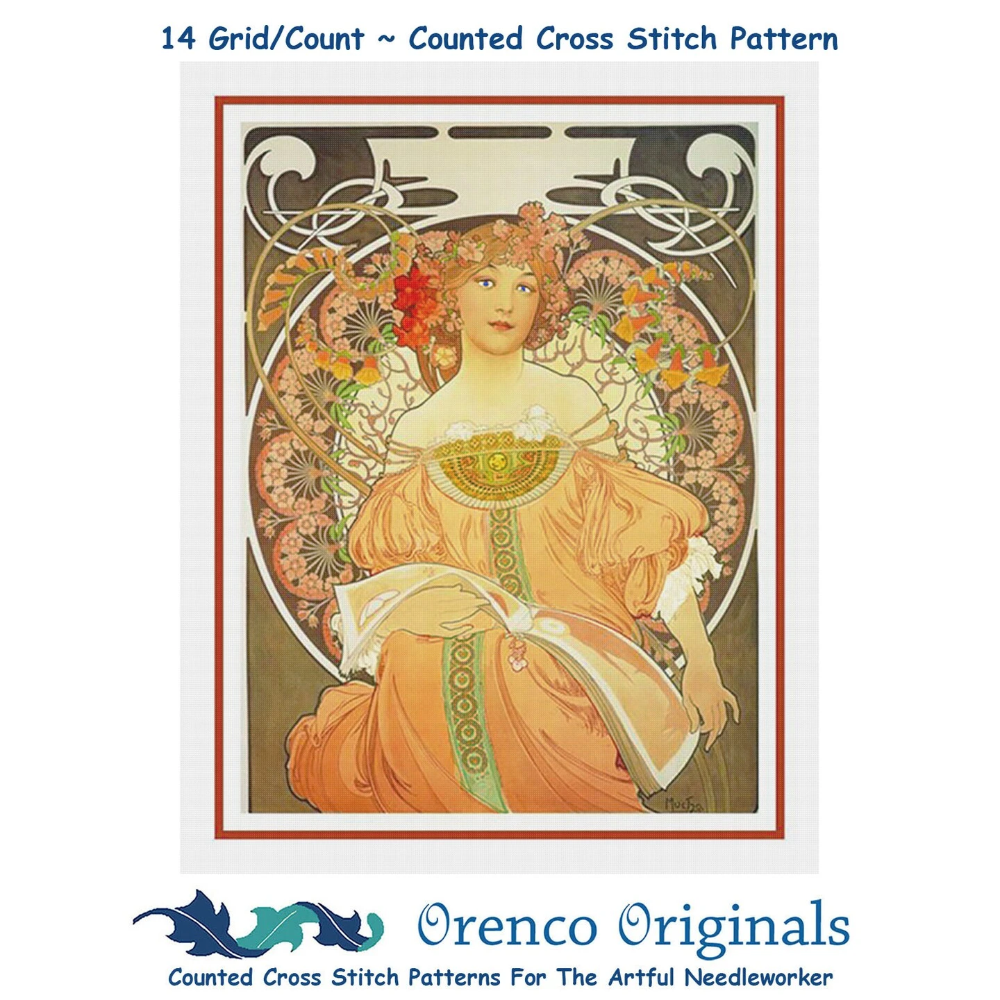Art Nouveau Artist Alphonse Mucha's Reverie Counted Cross Stitch Chart Pattern 13 Art Nouveau Artist Alphonse Mucha's Reverie Counted Cross Stitch Chart Pattern - Image 11