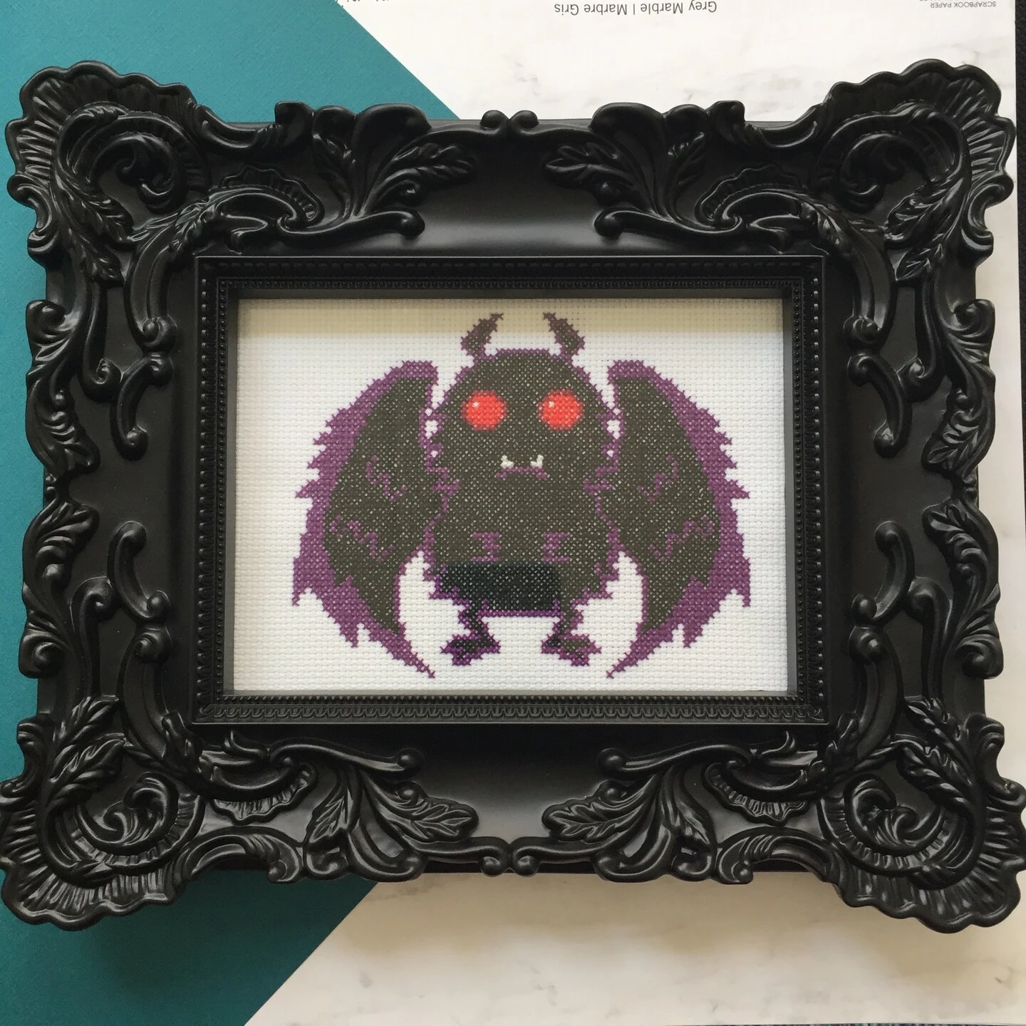 Mothman Counted Cross Stitch DIY KIT Intermediate 8 Mothman Counted Cross Stitch DIY KIT Intermediate - Image 6