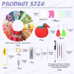 212Pcs Embroidery Kit, Stitch Kits Include 100 Colors Threads, Aida Cloth, Sewing Pins, Floss Bobbins, Embroidery Needles, Bamboo Embroidery Hoops, The Shell Of A Pen With Erasable Refill 19 212Pcs Embroidery Kit, Stitch Kits Include 100 Colors Threads, Aida Cloth, Sewing Pins, Floss Bobbins, Embroidery Needles, Bamboo Embroidery Hoops, The Shell Of A Pen With Erasable Refill -Michaels Stores 30658269652272