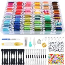 Friendship Bracelet String Kits With Organizer Storage Box, 110 Colors Embroidery Floss 52Pcs Cross Stitch Tools-Labeled With Embroidery Thread Numbers For Bobbins Great Production Gift -Michaels Stores 30658995529008 1