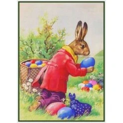Vintage Easter Bunny Hiding Eggs Counted Cross Stitch Pattern -Michaels Stores 3415040323505 2