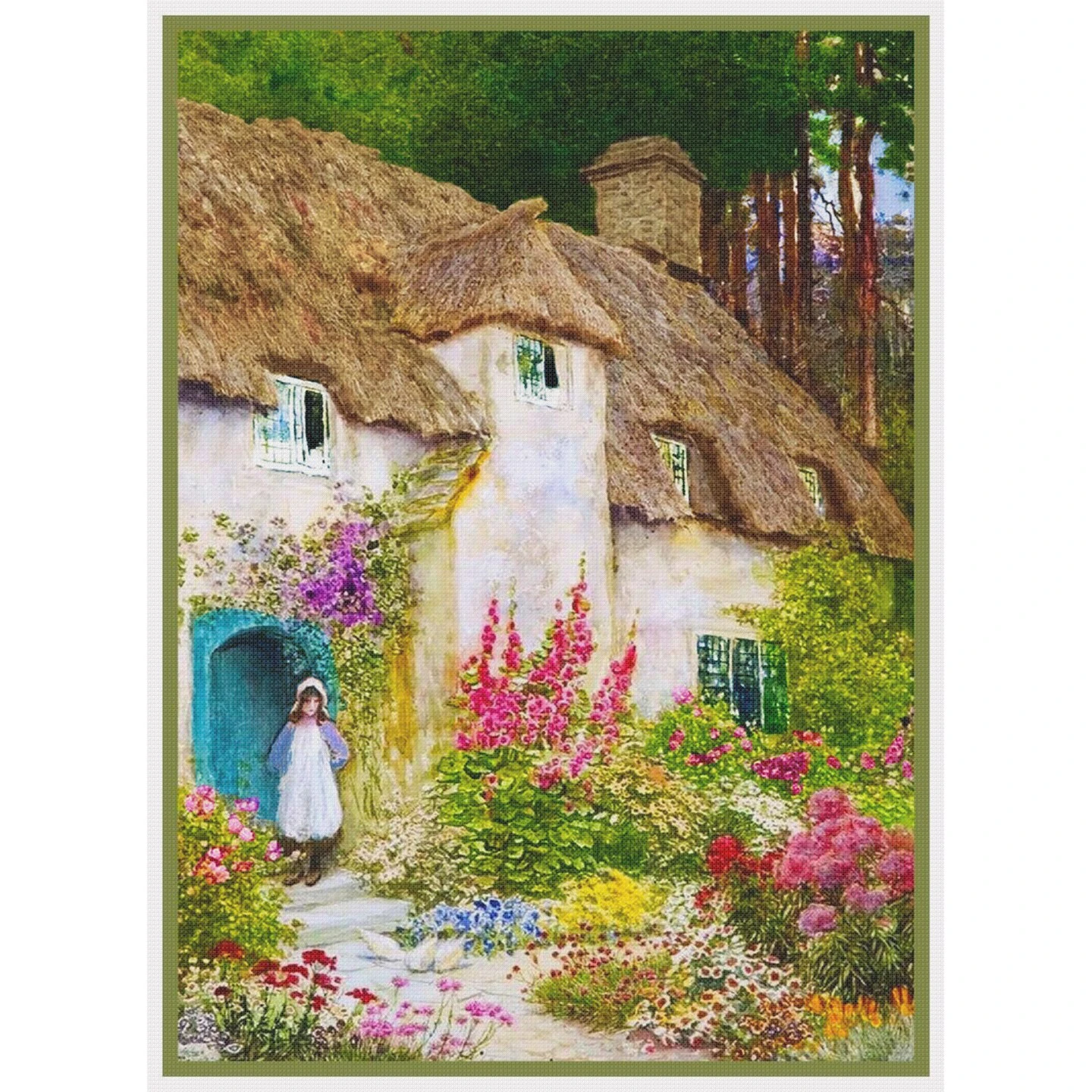 A Girl At English Cottage Door By A. C. Strachan Counted Cross Stitch Pattern 9 A Girl At English Cottage Door By A. C. Strachan Counted Cross Stitch Pattern - Image 7