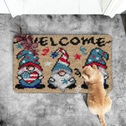 TEZKIM Latch Hook Kits For Adults Kids Christmas Rug Making Kits With Printed Canvas Carpet Tapestry Kits DIY Needlework Doormat Creative Gift Home Decoration 20.5Inch X13.8Inch (Beige) -Michaels Stores 342715126056624 1