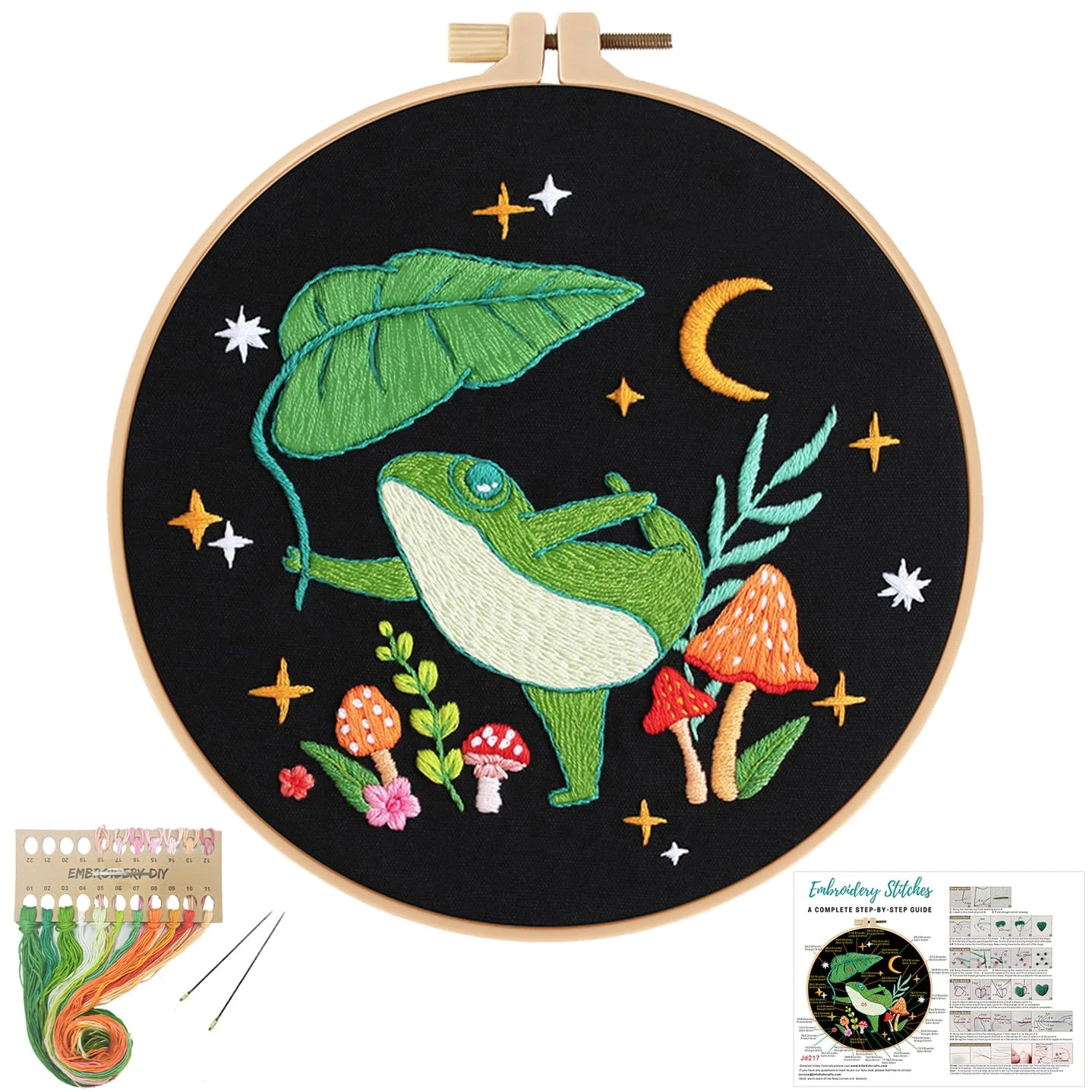 Frog Embroidery Kits For Beginners With Art Night Pattern, Cross Stitch Kit For Adults,DIY Needlepoint For Embroidery Starter 9 Frog Embroidery Kits For Beginners With Art Night Pattern, Cross Stitch Kit For Adults,DIY Needlepoint For Embroidery Starter - Image 7