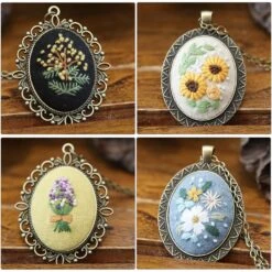 ZOCONE 4 Packs Embroidery Necklace Kit, Embroidery Pendant Kit Mini Cross Stitch Kit With Hoop, Necklace, Pendant, Stamped Pattern Cloth, Instructions, Etc., Embroidery Kit For Adults 34 ZOCONE 4 Packs Embroidery Necklace Kit, Embroidery Pendant Kit Mini Cross Stitch Kit With Hoop, Necklace, Pendant, Stamped Pattern Cloth, Instructions, Etc., Embroidery Kit For Adults -Michaels Stores 34476517791792 2