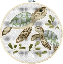 Cross Stitch Kits Little Turtle Looking For Mom 11CT Stamped Patterns Easy Cross Stitching Embroidery Needlework Kit Supplies (Turtle) -Michaels Stores 34476553951280 1
