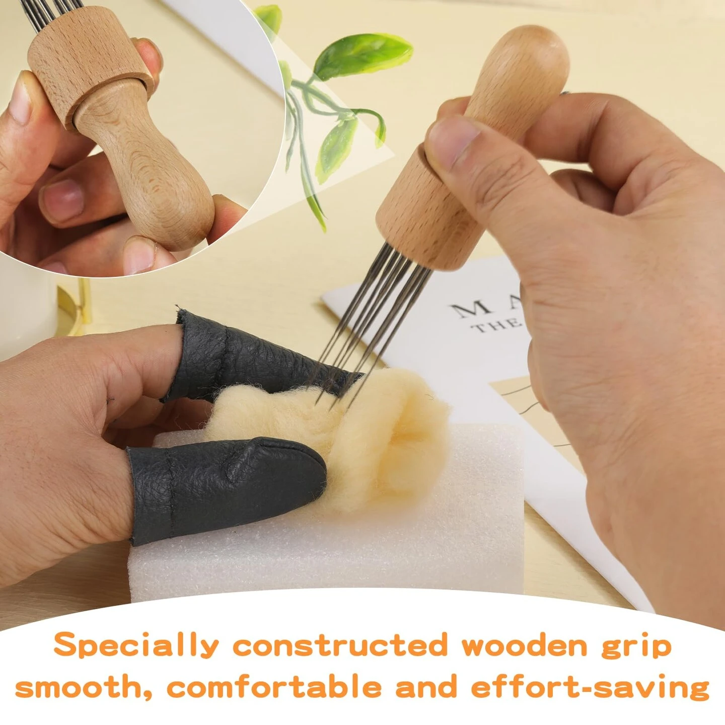 Mayboos Felting Needle With Eight Needles Tool,Craft Wool Felt Stitch Punch Tool With Solid Wood Handle Felting Eight Needles Tool With Finger Cots 20 Mayboos Felting Needle With Eight Needles Tool,Craft Wool Felt Stitch Punch Tool With Solid Wood Handle Felting Eight Needles Tool With Finger Cots - Image 18