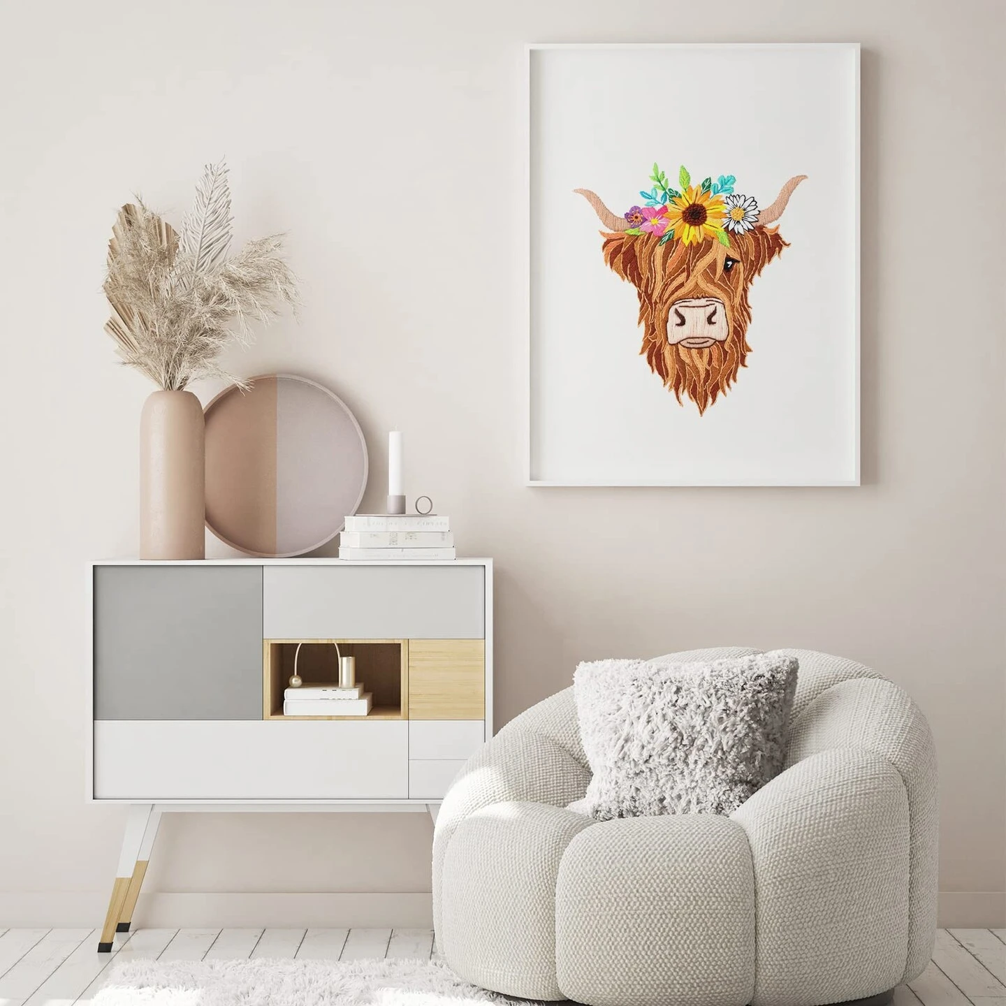 Animal Embroidery Kits For Beginners With Highland Cow Pattern,Adults Starter Cross Stitch Kit DIY Needlepoint 5 Animal Embroidery Kits For Beginners With Highland Cow Pattern,Adults Starter Cross Stitch Kit DIY Needlepoint - Image 3