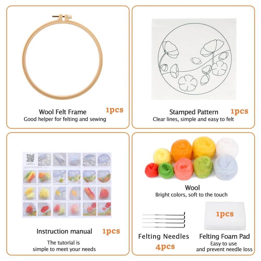 Mayboos Needle Felt Starter Set, Includes Wool Bag, Felting Needles, Foam Pad, Felt Cloth & Instructions, Pastoral Style Kit For Home Decoration 20 Mayboos Needle Felt Starter Set, Includes Wool Bag, Felting Needles, Foam Pad, Felt Cloth & Instructions, Pastoral Style Kit For Home Decoration - Image 18