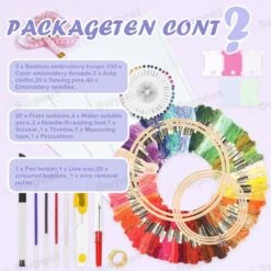 212Pcs Embroidery Kit, Stitch Kits Include 100 Colors Threads, Aida Cloth, Sewing Pins, Floss Bobbins, Embroidery Needles, Bamboo Embroidery Hoops, The Shell Of A Pen With Erasable Refill 30 212Pcs Embroidery Kit, Stitch Kits Include 100 Colors Threads, Aida Cloth, Sewing Pins, Floss Bobbins, Embroidery Needles, Bamboo Embroidery Hoops, The Shell Of A Pen With Erasable Refill -Michaels Stores 348413908854064 2