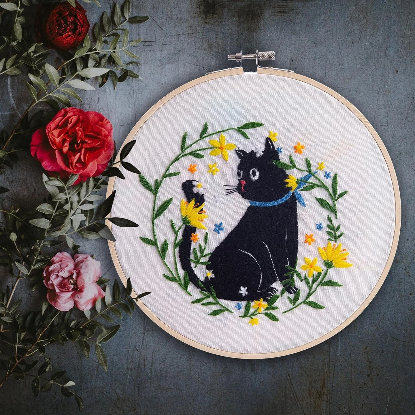 Embroidery Kit For Beginners, 3 Sets Embroidery Kit For Craft Lover Handy Stitch With Embroidery Fabric With Pattern,Full Range Accessories (Cats) Plant 9 Embroidery Kit For Beginners, 3 Sets Embroidery Kit For Craft Lover Handy Stitch With Embroidery Fabric With Pattern,Full Range Accessories (Cats) Plant - Image 7