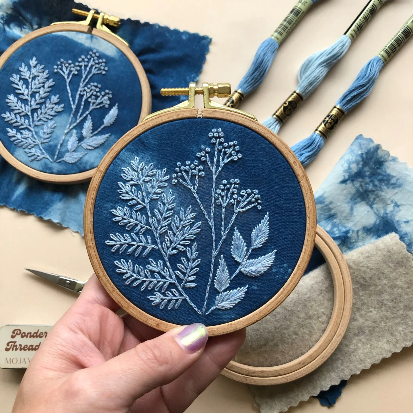 Cyanotype Botanicals - Botanical Embroidery Kit For Beginners 3 Cyanotype Botanicals - Botanical Embroidery Kit For Beginners