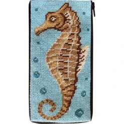 Stitch & Zip Eyeglass Case Needlepoint Kit - Sea Horse Multicolor -Michaels Stores 3587569024841 2