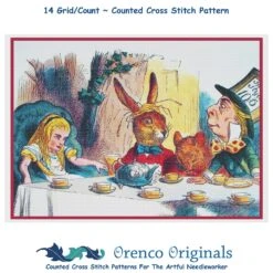 Mad Hatter Tea Party Counted Cross Stitch Pattern By John Tenniel -Michaels Stores 368605226904288 2
