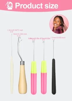 Latch Hook, Different Sizes Crochet Hook For Hair (5 Pieces Set) -Michaels Stores 37916428752944 2