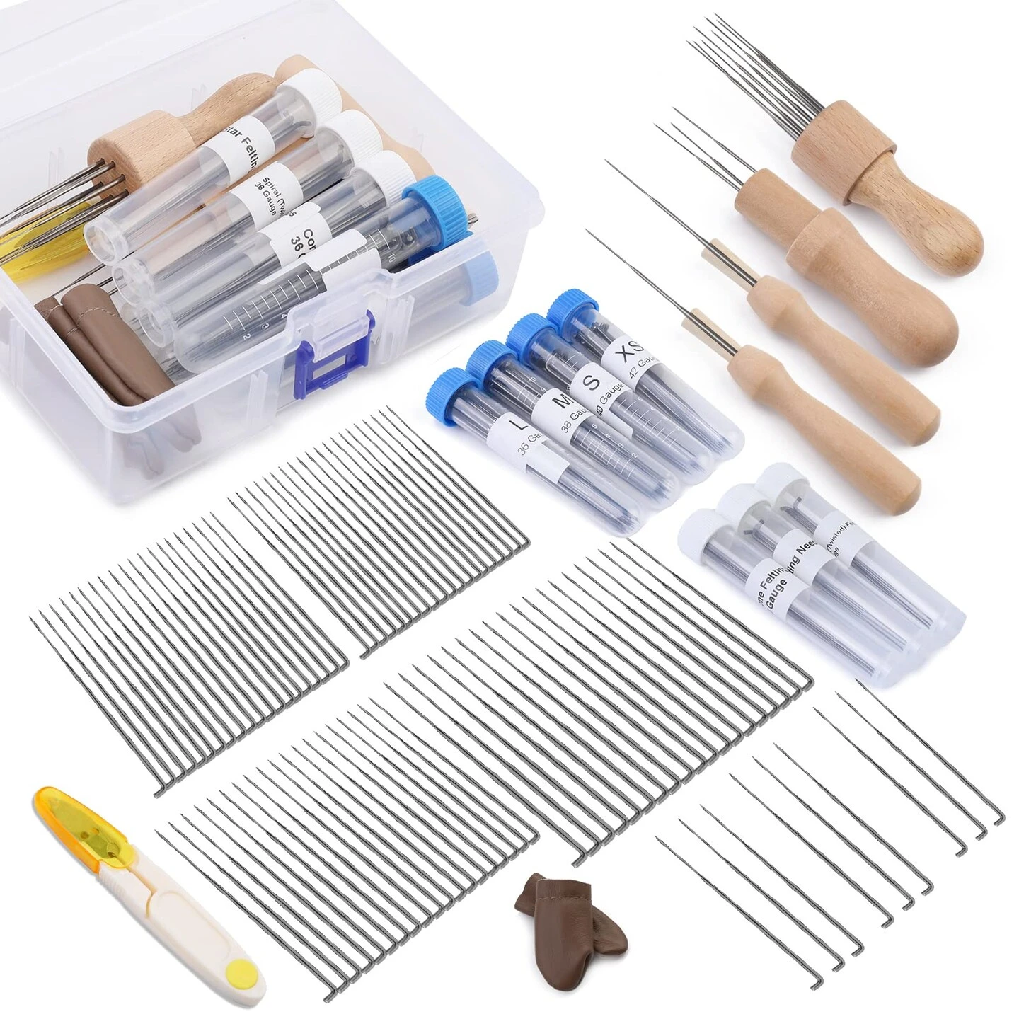 Needle Felting Needles, 104 Pcs Needle Felting Kit, 4 Sizes 4 Types Felting Needles, Triangle, Star, Cone, Spiral, Needle Felting Supplies, Needle Felting Tools, 36/38/40/42 Gauge 3 Needle Felting Needles, 104 Pcs Needle Felting Kit, 4 Sizes 4 Types Felting Needles, Triangle, Star, Cone, Spiral, Needle Felting Supplies, Needle Felting Tools, 36/38/40/42 Gauge