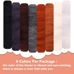 Needle Felting Wool 80 G, Wool Roving, 8 Colors Felting Wool, Felting Wool Bulk, Wool Roving For Needle Felting, For DIY Craft Materials And Felting Wool Craftsmen, White, Black, Brown -Michaels Stores 37916636370992 1