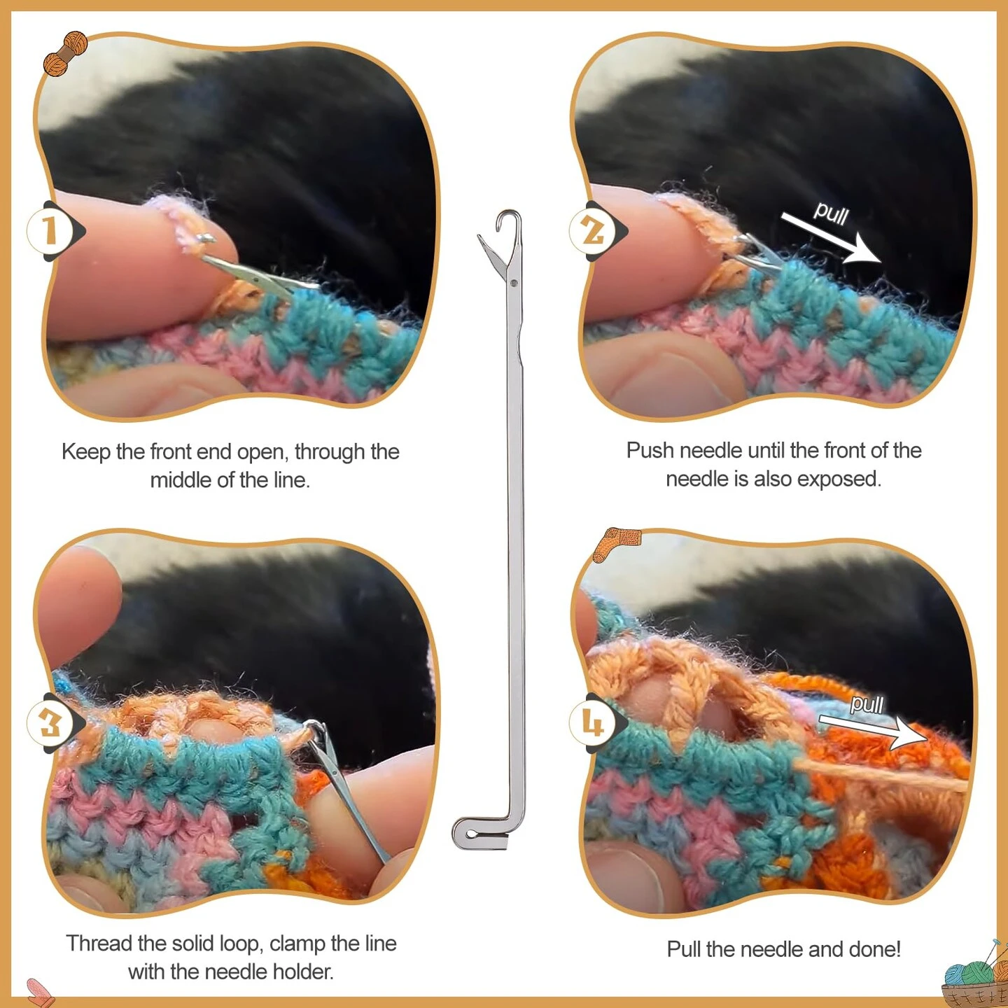 7 Pcs Latch Crochet Hooks Sewing Needles DIY Weave Knitting Tools For Revamping Sweater Or Socks 8 7 Pcs Latch Crochet Hooks Sewing Needles DIY Weave Knitting Tools For Revamping Sweater Or Socks - Image 6