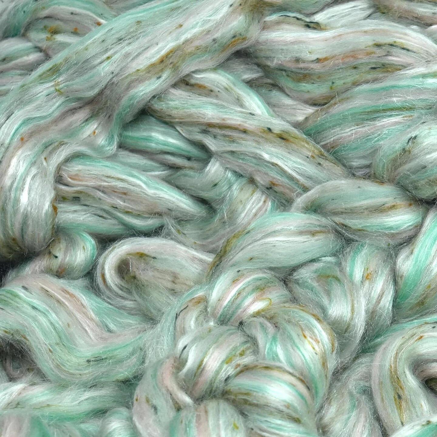 Designer Blend Merino, Silk, Tweed Top Roving. Fancy, Colorful, Exotic - Limited Edition. Mint Chip 16 Designer Blend Merino, Silk, Tweed Top Roving. Fancy, Colorful, Exotic - Limited Edition. Mint Chip - Image 14