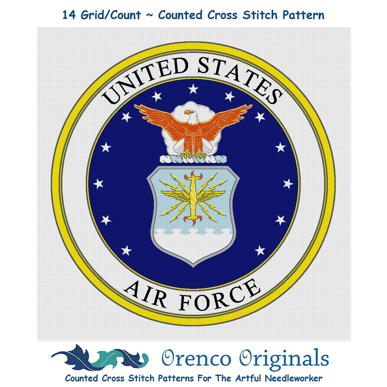 US American Air Force Crest Insignia Emblem Counted Cross Stitch Chart Pattern 8 US American Air Force Crest Insignia Emblem Counted Cross Stitch Chart Pattern - Image 6
