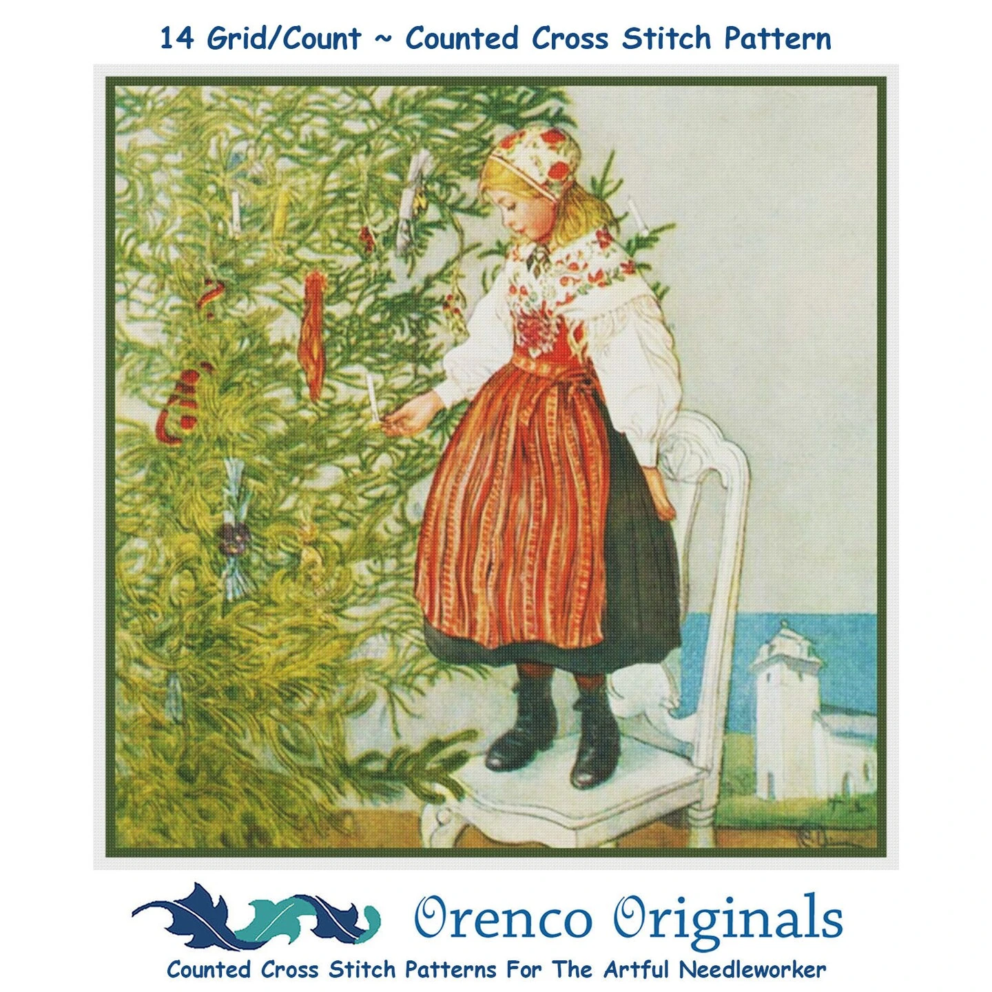 Christmas Tree Girl Counted Cross Stitch Pattern By Carl Larsson 9 Christmas Tree Girl Counted Cross Stitch Pattern By Carl Larsson - Image 7