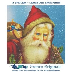 Christmas St. Nick Santa In Red-Square Counted Cross Stitch Pattern