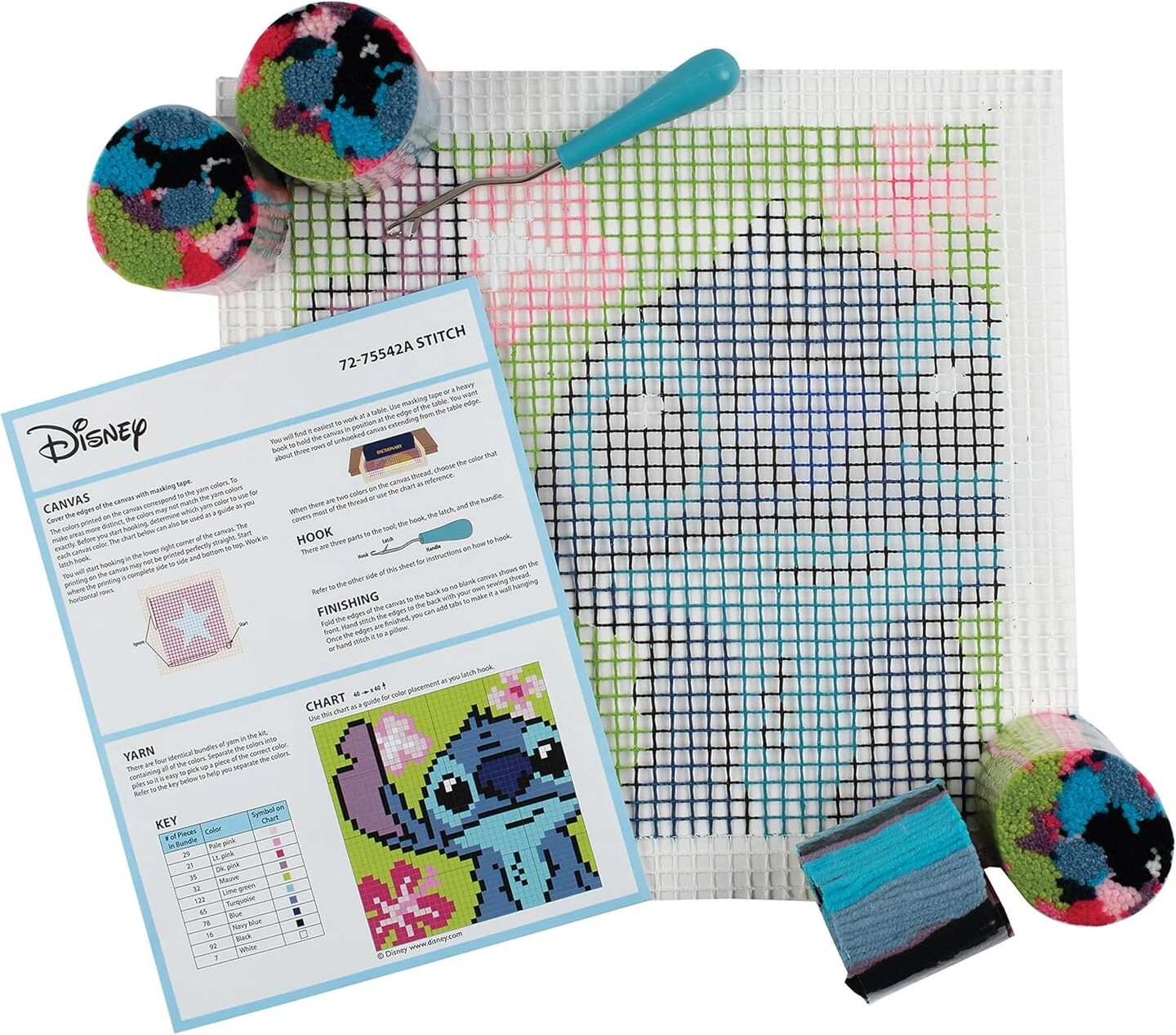 Lilo And Stitch Latch Hook Kit - Finished 12'' X 12'' (Multicolor) 6 Lilo And Stitch Latch Hook Kit - Finished 12'' X 12'' (Multicolor) - Image 4